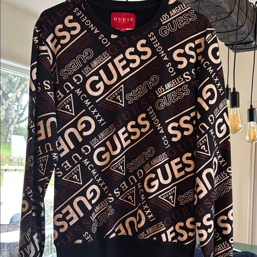 Guess Black and Tan Logo Sweater